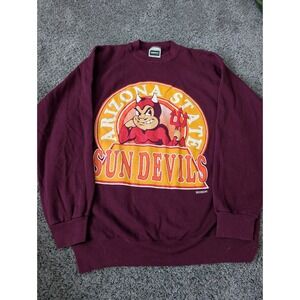 Vintage Tultex Arizona State Sun Devils Sparky Sweatshirt Maroon Mens Large